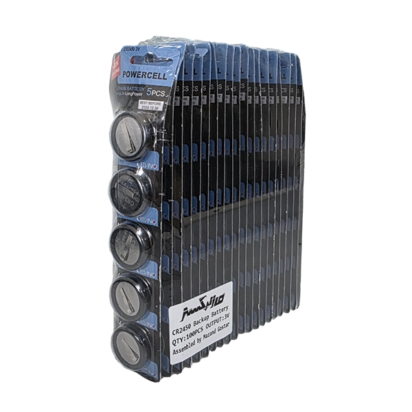 باتری بکاپ 2450 پلیت دار Powercell - بسته 100 عددی